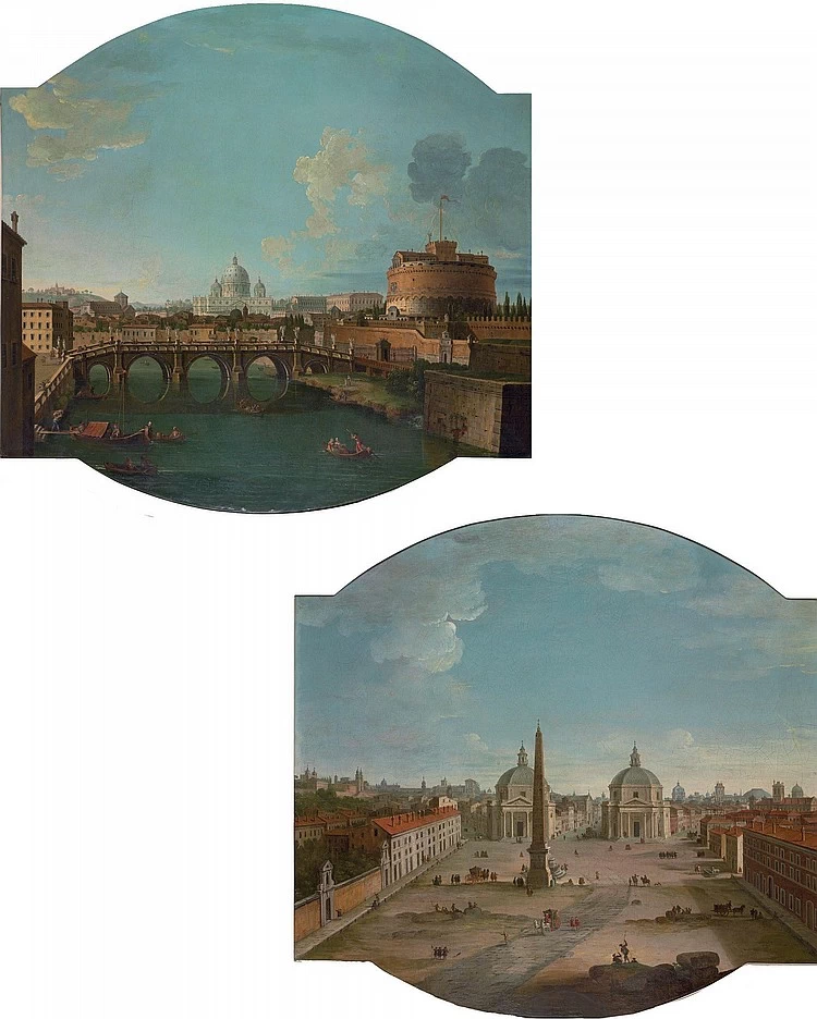 Veduta di Piazza del Popolo e Castel Sant'Angelo